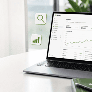 Shopify SEO dashboard showing improved search rankings and organic traffic